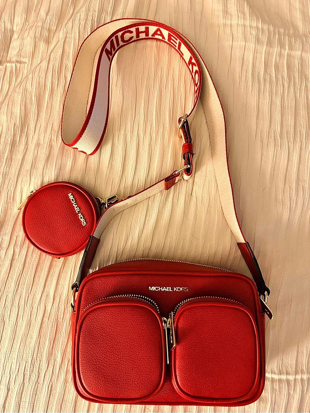 Michael Kors Red Crossbody Bag with Coin Pouch